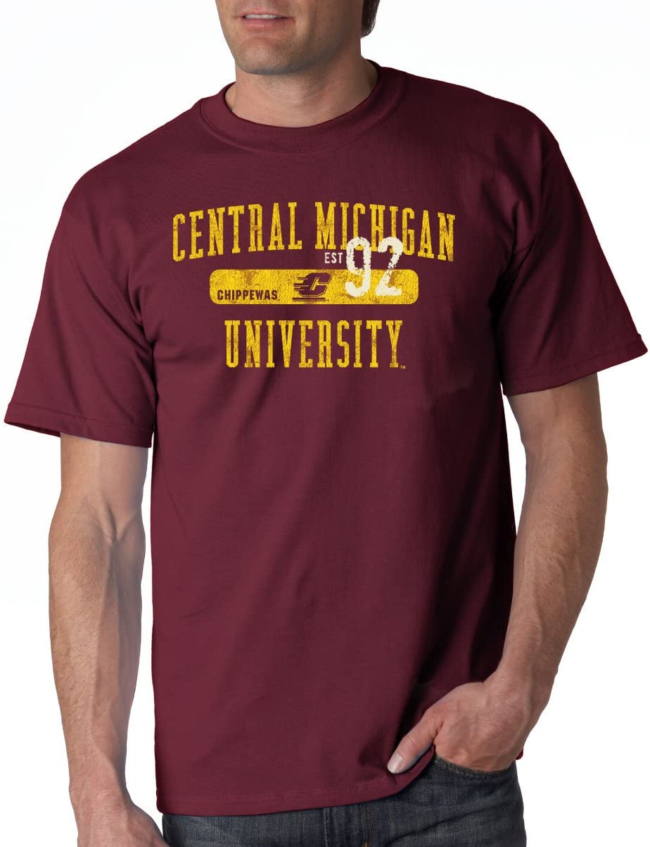 J2 Sport Central Michigan University Chippewas NCAA Vintage Campus Logo Unisex T-Shirt