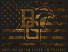 Load image into Gallery viewer, Bowling Green State Falcons NCAA US Camo Flag Unisex T-shirt

