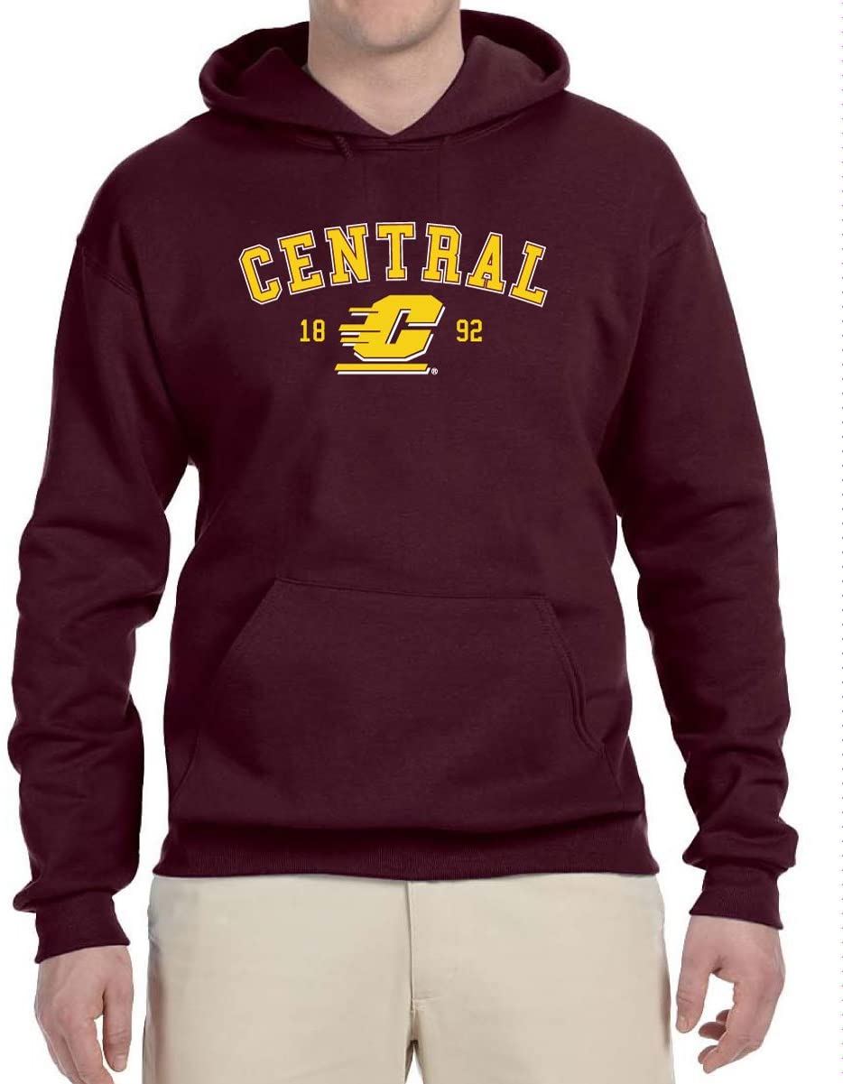 J2 Sport Central Michigan University Chippewas NCAA Contour Arch Adult Hooded Unisex Sweatshirt