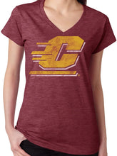 Load image into Gallery viewer, J2 Sport Central Michigan University Chippewas NCAA Washed Out Logo Maroon Junior T-Shirt
