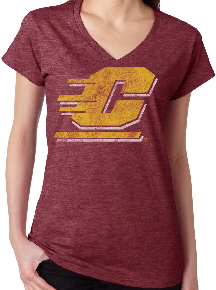 J2 Sport Central Michigan University Chippewas NCAA Washed Out Logo Maroon Junior T-Shirt