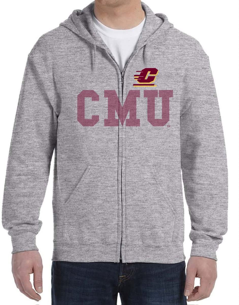 J2 Sport Central Michigan University Chippewas NCAA College Faded Adult Hooded Sweatshirt