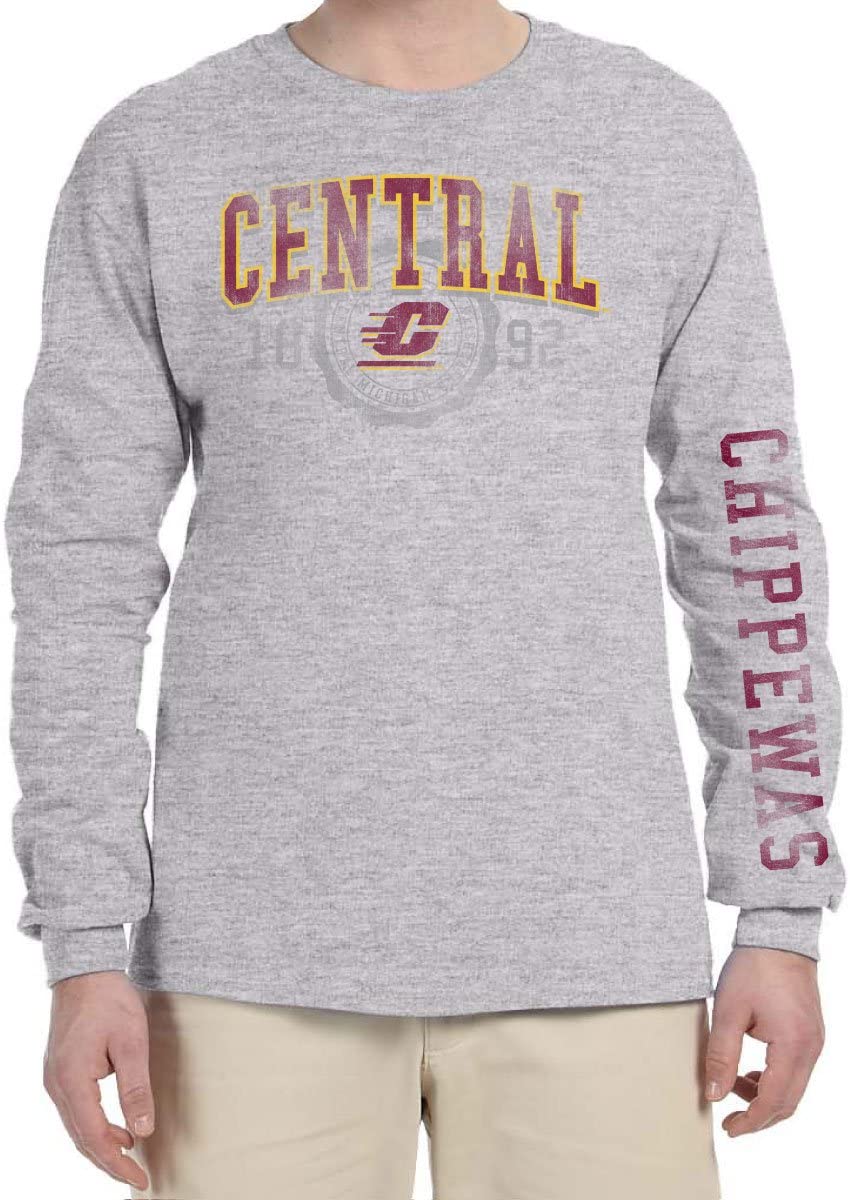 J2 Sport Central Michigan Chippewas NCAA Old School Arch Unisex Long Sleeve Shirt